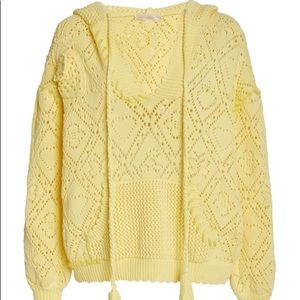 LoveShackFancy
Tomas Hooded Pointelle-knit Sweater